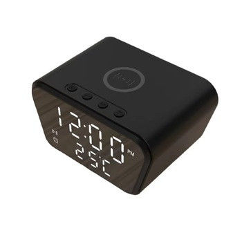 Carregador de telefone sem fio preto com despertador, Carregador Qi para Airpods