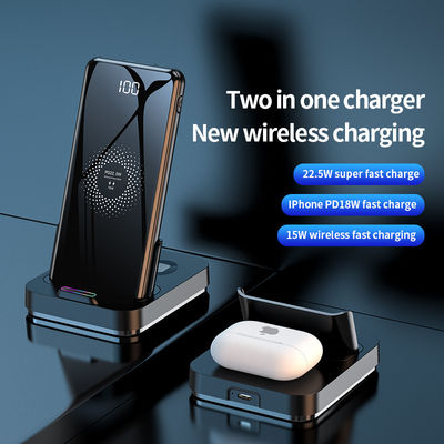 ABS Power Bank Bateria, preto 2 em 1 Carregador sem fio 5V