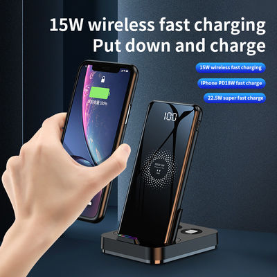 ABS Power Bank Bateria, preto 2 em 1 Carregador sem fio 5V
