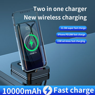 ABS Power Bank Bateria, preto 2 em 1 Carregador sem fio 5V