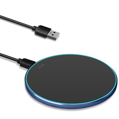 Pad de carregamento sem fio portátil 2 em 1 Qi 10W Superfície de espelho para telefone celular