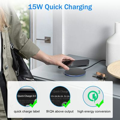 Pad de carregamento sem fio portátil 2 em 1 Qi 10W Superfície de espelho para telefone celular
