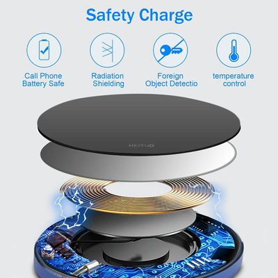 Pad de carregamento sem fio portátil 2 em 1 Qi 10W Superfície de espelho para telefone celular