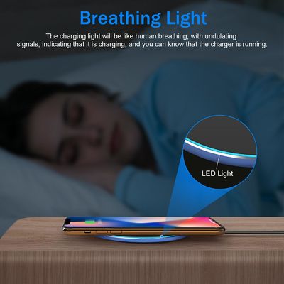 Pad de carregamento sem fio portátil 2 em 1 Qi 10W Superfície de espelho para telefone celular