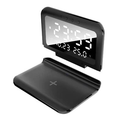 Oem Qi Standard Carregador de telefone sem fio Relógio de alarme Com pad de carregamento poderoso