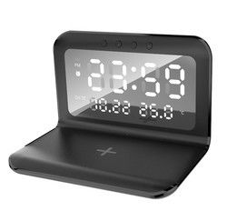 Oem Qi Standard Carregador de telefone sem fio Relógio de alarme Com pad de carregamento poderoso