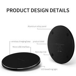 Liga de alumínio Samsung Fast Qi Pad de carregamento sem fio 10w Mobile