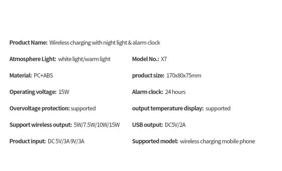Display LED Qi Alarme sem fio, Carregador sem fio compatível Qi