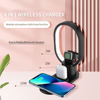 Carregador sem fio multifuncional magnético LED Airpods Iphone Usar relógio