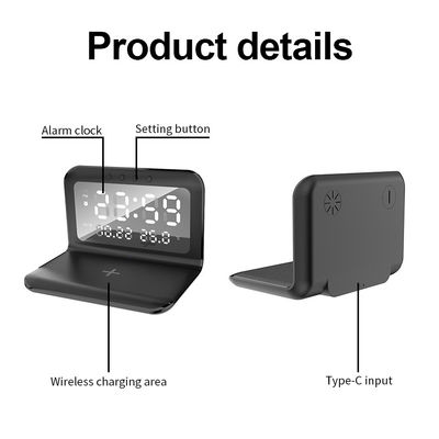 Logotipo personalizado relógio de carregador de telefone sem fio, relógio digital LED com plataforma de carregamento