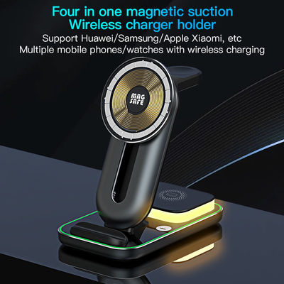 4 em 1 carregador sem fio Qi magnético Dock curto-circuito universal