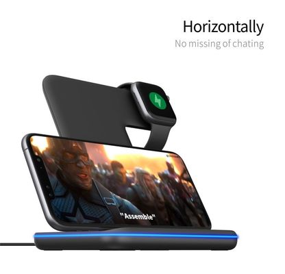 Carregador sem fio de silicone Qi 3 em 1, Carregador de telefone portátil sem fio 15w