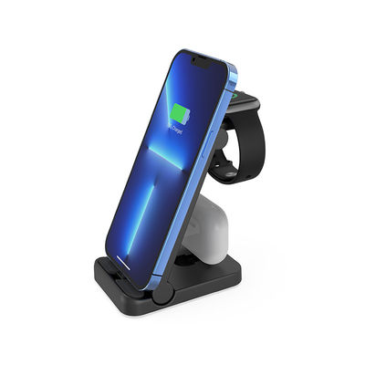 Carregador sem fio portátil 3 em 1 Multifuncional Qi 15w Carregamento rápido