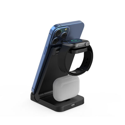 Carregador sem fio portátil 3 em 1 Multifuncional Qi 15w Carregamento rápido
