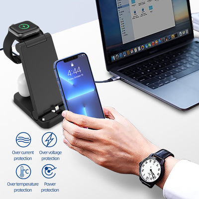 Carregador sem fio portátil 3 em 1 Multifuncional Qi 15w Carregamento rápido