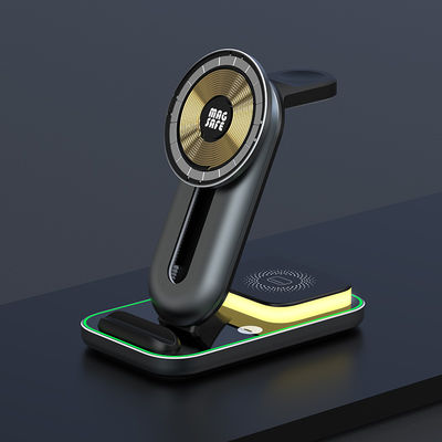 4 em 1 carregador sem fio Qi magnético Dock curto-circuito universal