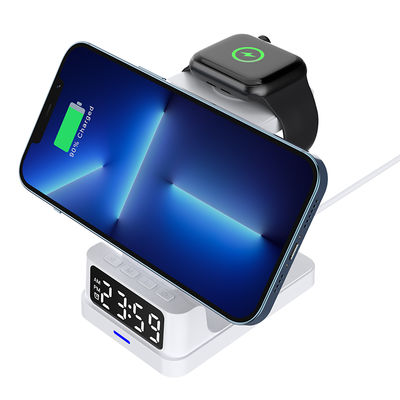 Display de umidade Alarme Qi Carregador sem fio Relógio Dock 0,3kg Iphone Utilização