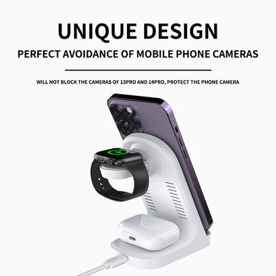 Negro 3 em 1 Qi Wireless Charging Stand 9V Mobile Multifuncional