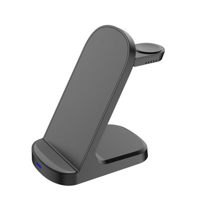 Negro 3 em 1 Qi Wireless Charging Stand 9V Mobile Multifuncional