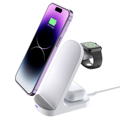 Negro 3 em 1 Qi Wireless Charging Stand 9V Mobile Multifuncional