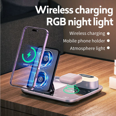 Dimming Fast Qi Wireless Charger Dock Stand 15W Alta eficiência