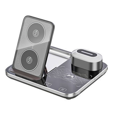 RGB Qi Carregador Sem Fio Dock Base 205KHz Preto Para Decoração Doméstica
