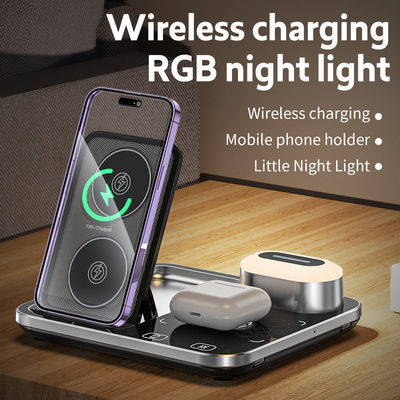 Dimming Fast Qi Wireless Charger Dock Stand 15W Alta eficiência