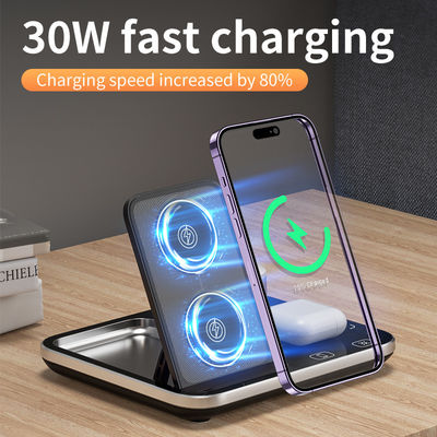 Dimming Fast Qi Wireless Charger Dock Stand 15W Alta eficiência