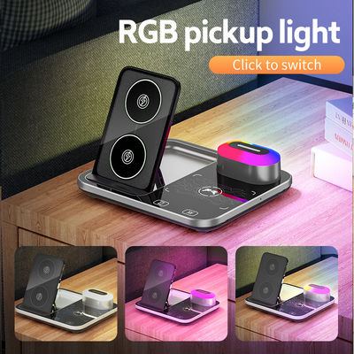 Dimming Fast Qi Wireless Charger Dock Stand 15W Alta eficiência