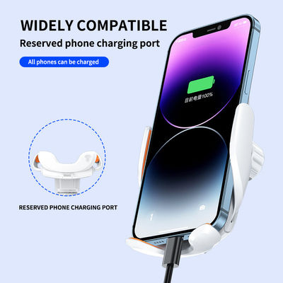 Carregador de carro portátil ABS branco 15w Qi sem fio 9V para telefone móvel