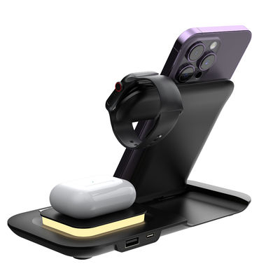 Carregador sem fio compatível LED dobrável, carregador magnético 15W