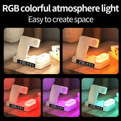 Material ABS Carregador sem fio 5 em 1, Carregador sem fio Relógio com indicador LED
