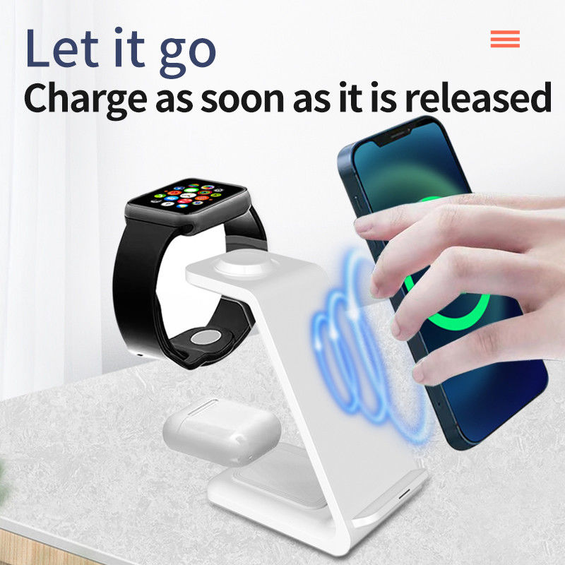 Multifunção Qi 3 In 1 15w Carregador sem fio Para Iphone Iwatch Tipo de suporte de telefone
