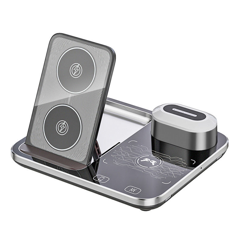 RGB Qi Carregador Sem Fio Dock Base 205KHz Preto Para Decoração Doméstica